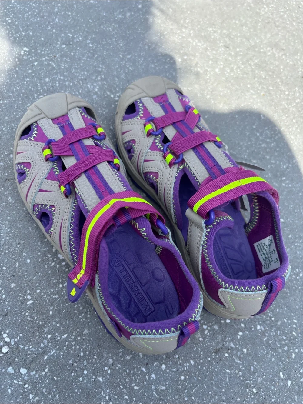 Merrell Kids Purple and Beige Water-Ready Sandal with Neon Accent